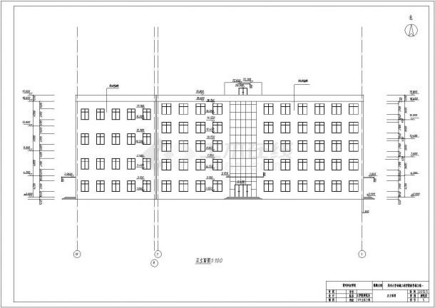 某框架结构CAD大学教学楼五层局部4层5000平米左右-图二