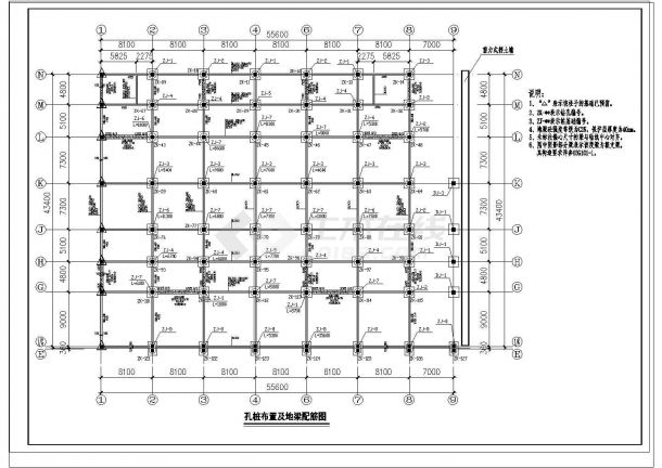 某建筑大楼底框结构全套cad设计施工图纸-图二