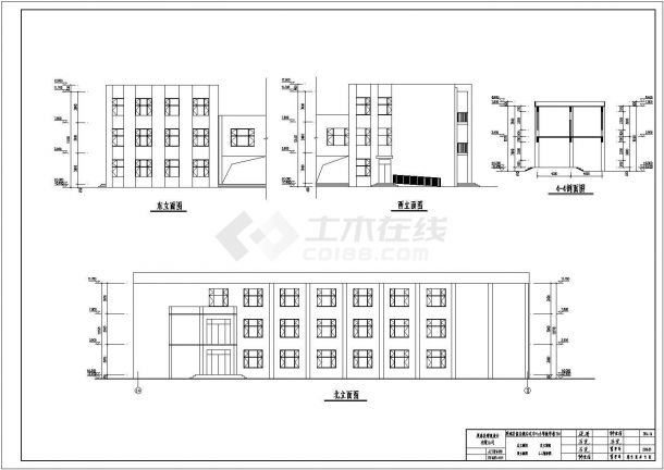 某市区小学办公楼建筑方案设计施工CAD图纸-图一
