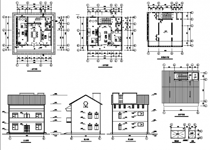 吉林329平方米2层私人别墅建筑设计施工cad图纸_图1