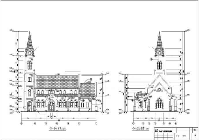 欧式教堂全套详细CAD建筑施工图cad 图纸_图1