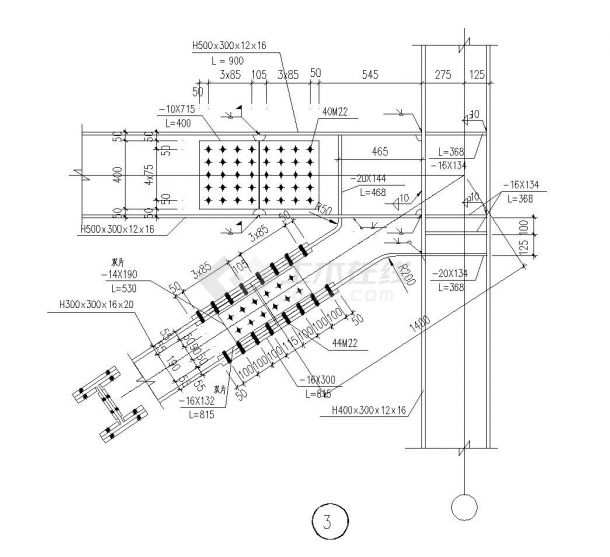 某城市钢支撑节点构造布置CAD参考详图-图二