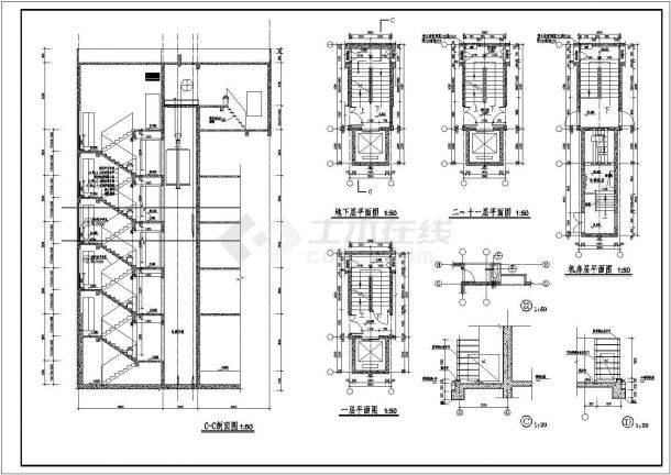 某建筑工程详细的楼梯大样和CAD门窗大样图-图二