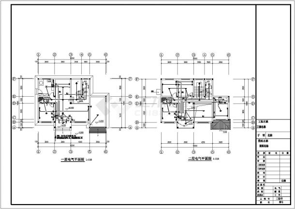 沈阳市某居住区3层小型单体别墅全套电气系统设计CAD图纸-图一