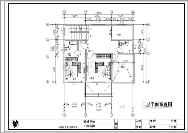 扬州某村镇3层砖混结构单体乡村别墅建筑设计CAD图纸（占地104平米）-图二