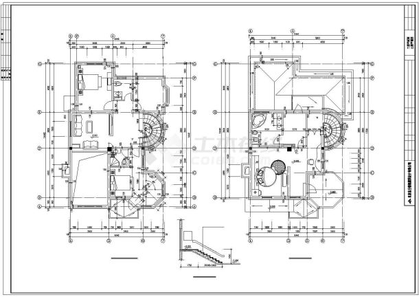 425平米3层框混结构单体别墅全套建筑设计CAD图纸（含半地下室）-图二