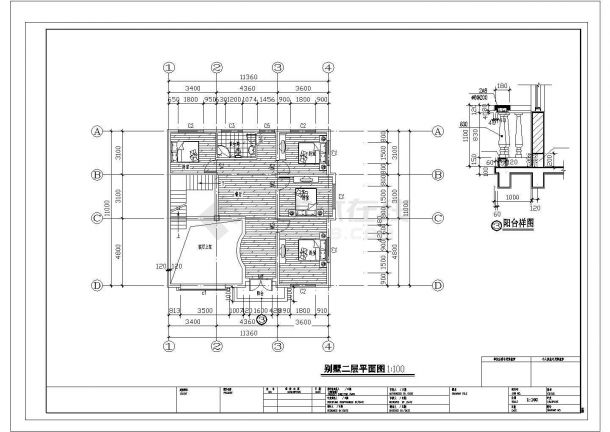 石家庄市某村镇2层砖混结构单体别墅建筑设计CAD图纸（占地132平米）-图二