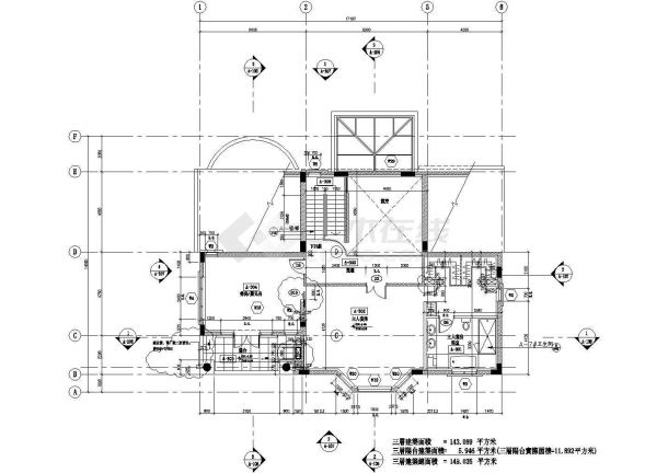 滁州市某现代村镇750平米3层框混结构单体别墅全套建筑设计CAD图纸-图一