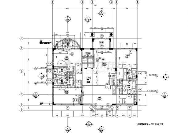 滁州市某现代村镇750平米3层框混结构单体别墅全套建筑设计CAD图纸-图二