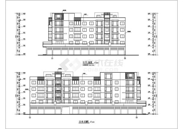 某地区6层L型混合户型住宅楼建筑工程设计cad图（含平立剖及大样）-图二