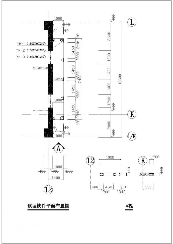 某框架结构高层商务办公楼玻璃幕墙设计cad立面施工图_图1