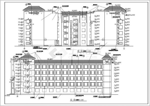 某地区工程学院分院砖混结构U型六层学生宿舍楼建筑工程设计cad图（含设计说明、节点图）-图一