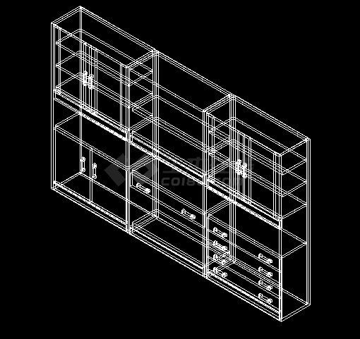 典型33款三维书柜设计CAD施工图图库-图一