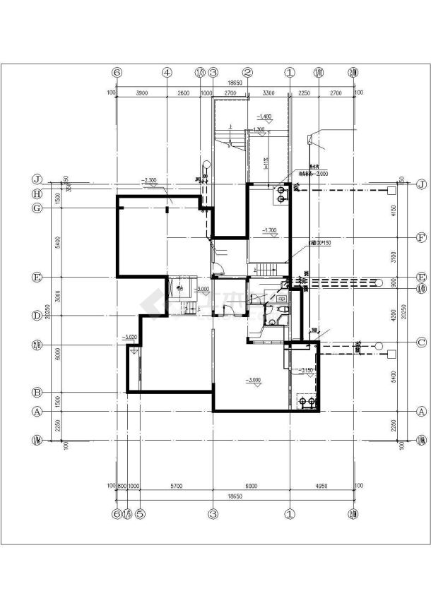 南京市雨花新村某521平米2层砖混结构单体别墅平面设计CAD图纸-图一