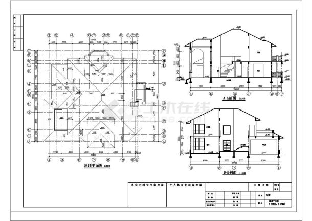 别墅建筑施工图【CAD平立剖 楼梯门窗节点大样 1JPG外观效果图】-图一