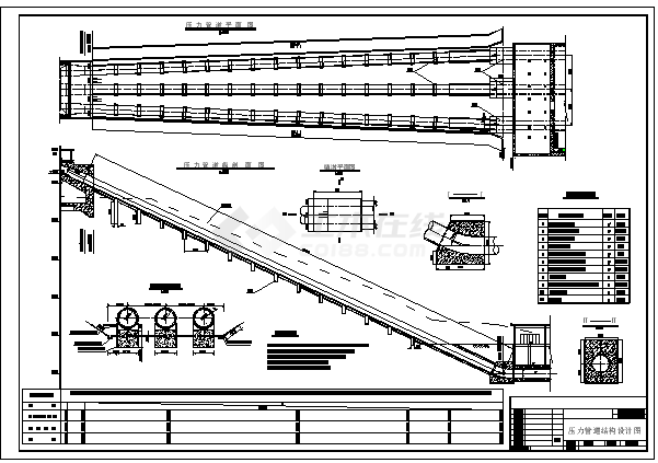 某电站前池压力管道设计施工cad图纸-图一