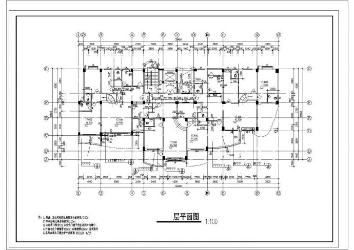 某十三层板式住宅楼建筑施工图纸_图1