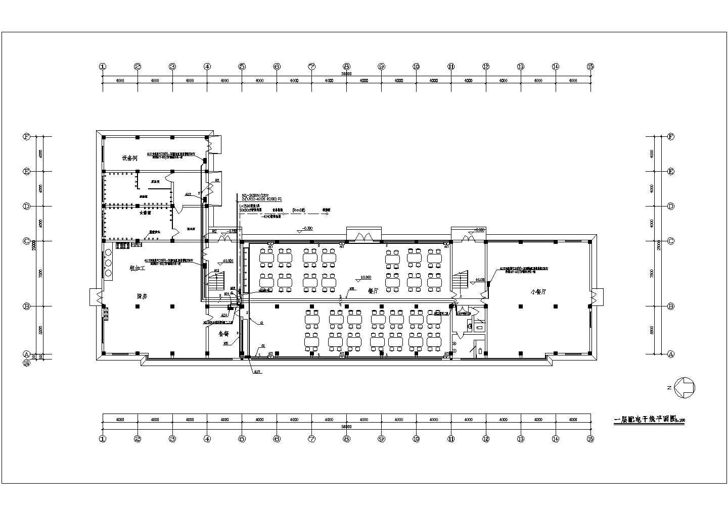 电气设计_某食堂三层宿舍电气设计CAD图