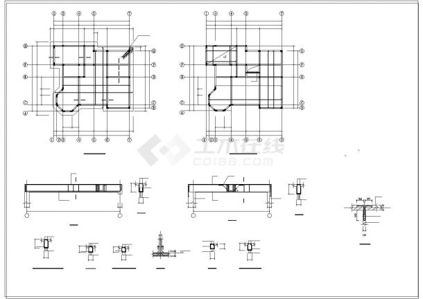 某两层小别墅建筑全套CAD结构施工图纸-图二