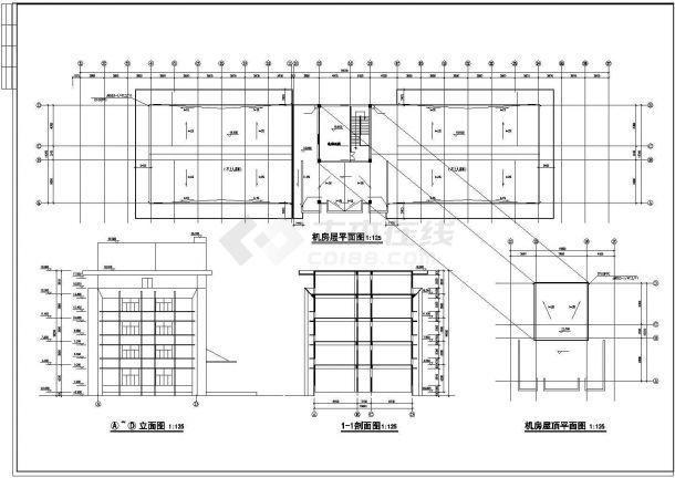 办公楼设计_大型办公楼建筑详细设计cad施工图纸-图一