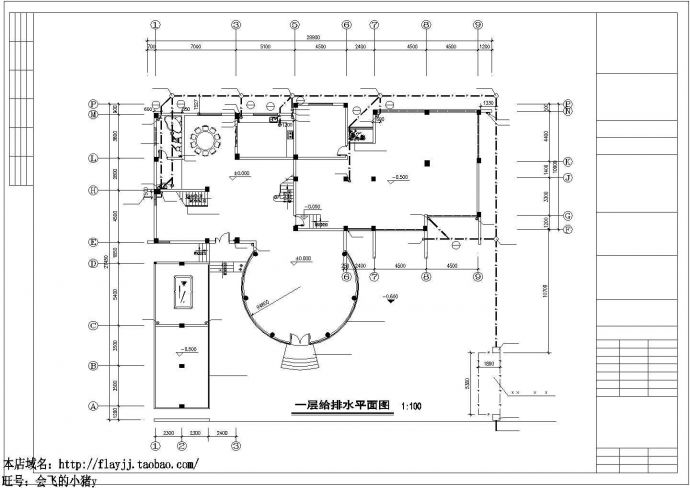 长29.9米 宽27.45米 3层单栋别墅给排水设计图_图1