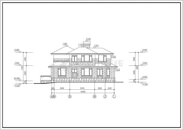 某地两层独立小别墅建筑设计CAD图-图一