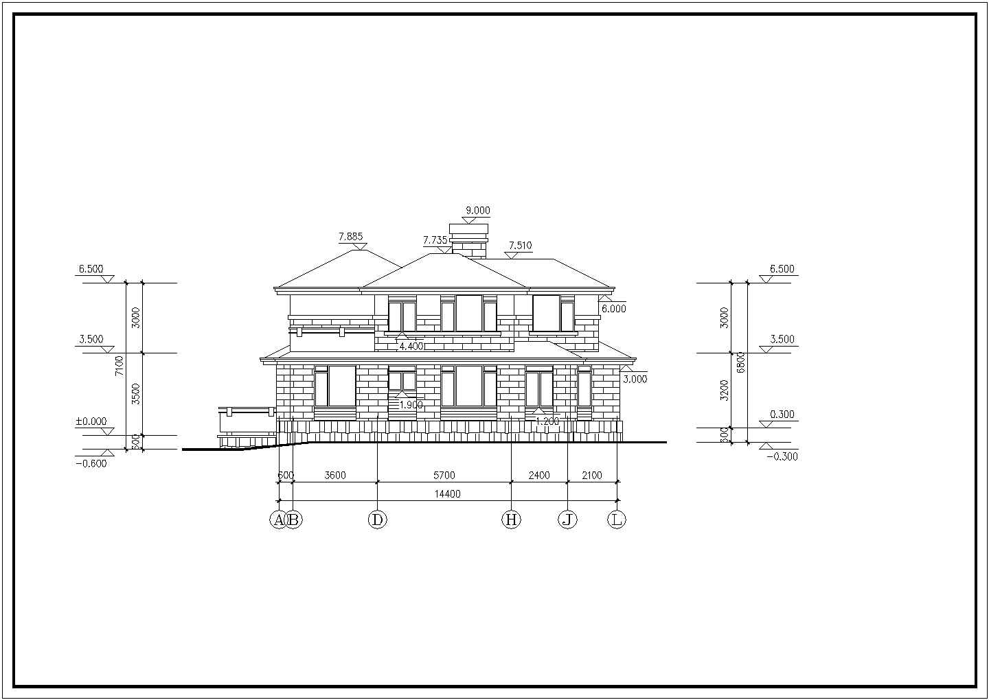 某地两层独立小别墅建筑设计CAD图