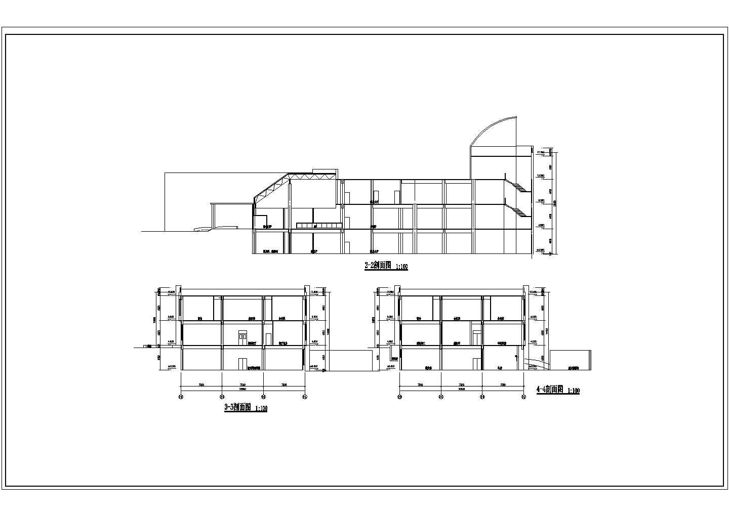 V字体滑雪俱乐部建筑CAD设计部方案图纸