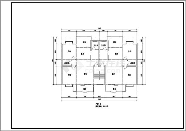 某住宅户型面积80平米CAD施工大样构造图纸-图一