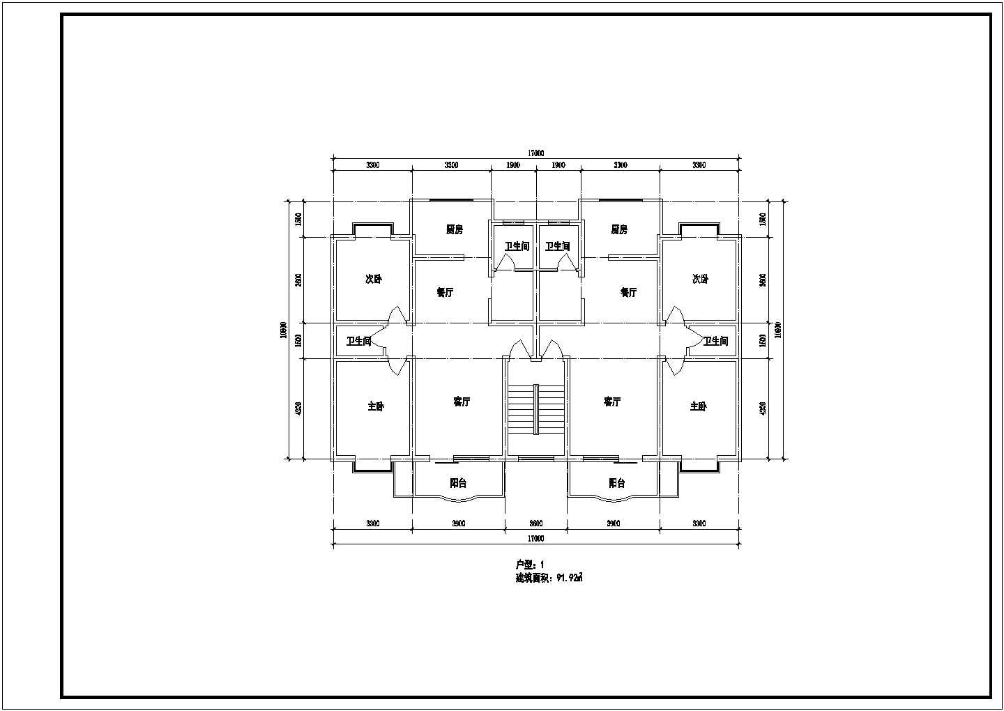 某住宅户型面积80平米CAD施工大样构造图纸