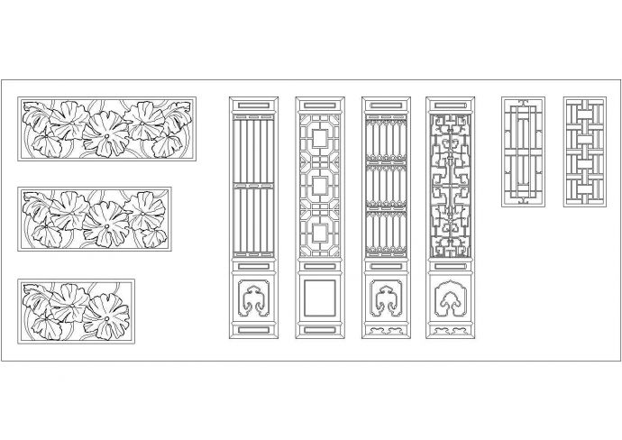 某古建门窗及花园围墙CAD大样构造设计图_图1
