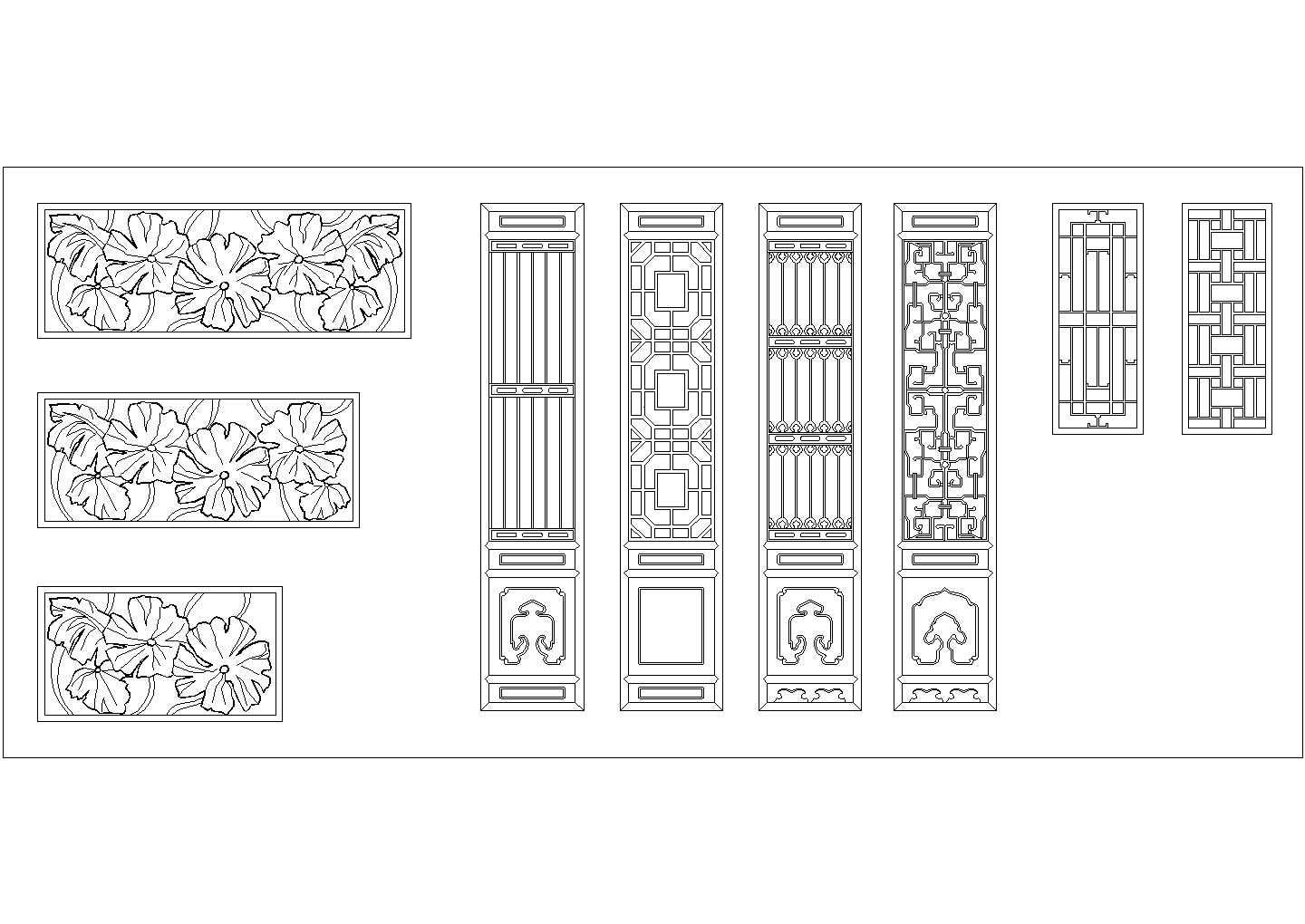 某古建门窗及花园围墙CAD大样构造设计图