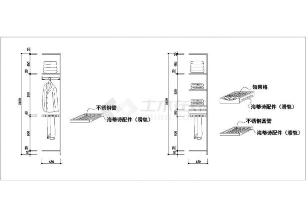 某新型号2.4米高衣柜设计cad详细施工图-图一