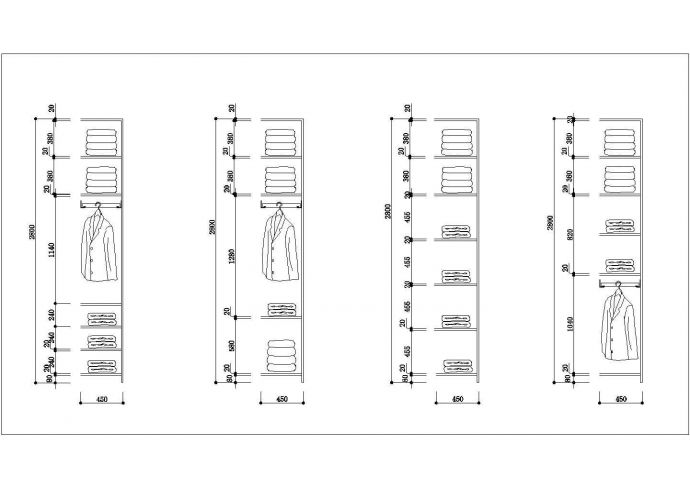 某新型号2.8米高衣柜设计cad详细施工图_图1