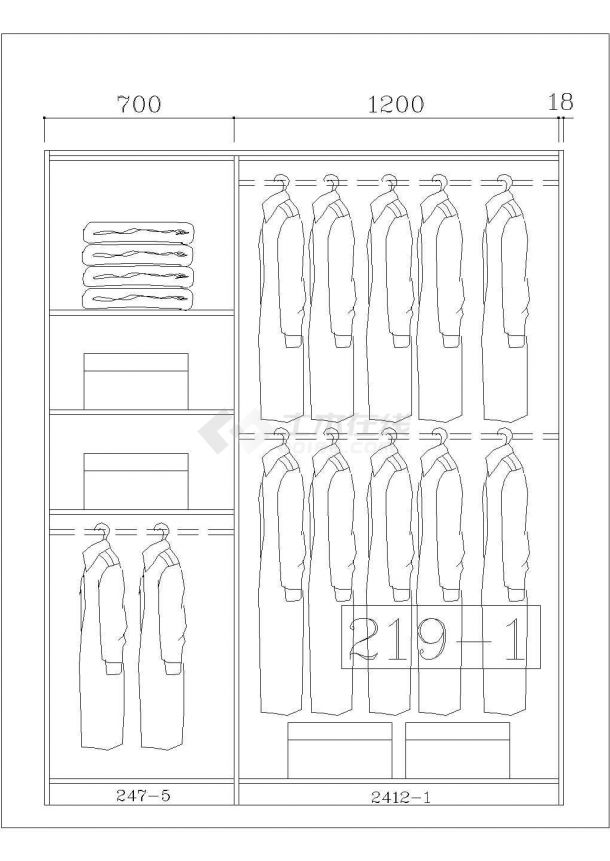 经典120款成品衣柜cad模块及组合图集-图一