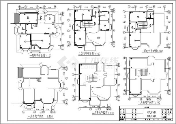 某小区三层独立别墅建筑电气设计CAD图-图一