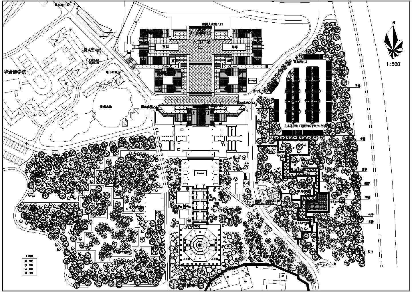 某名寺园林规划CAD完整构造详细总平图