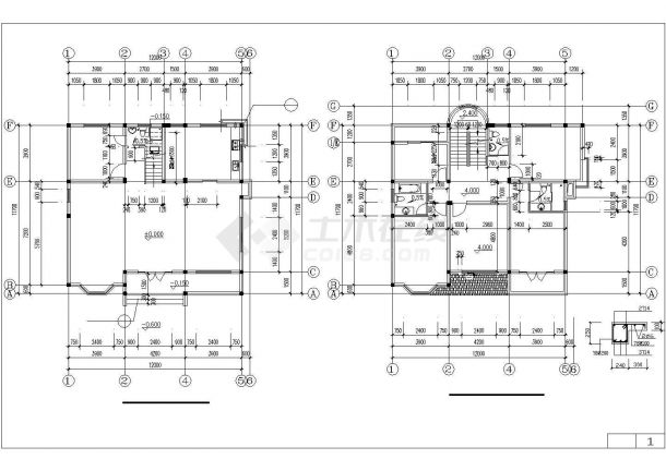 某地小区多层精品别墅建筑设计CAD图-图二
