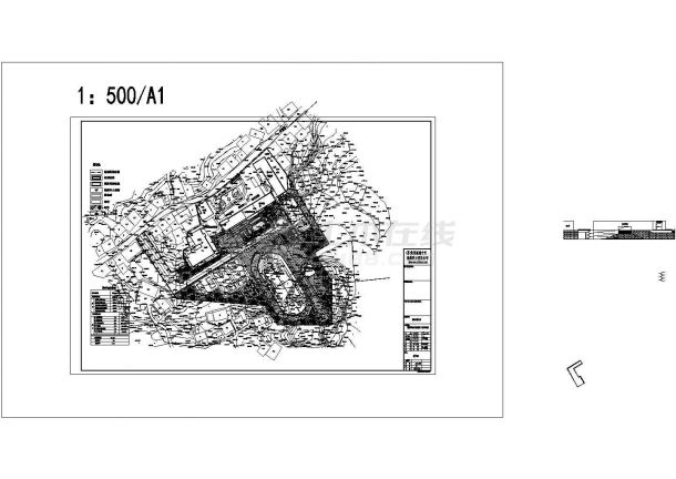 贵阳市秦城中学校区总平面规划设计CAD图纸（占地2.4万平米）-图一