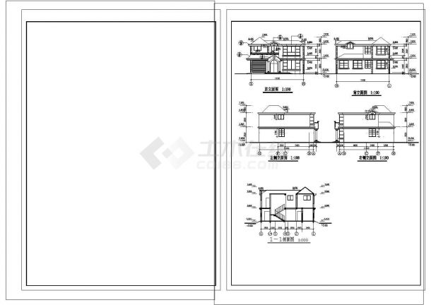 2层别墅建筑施工图CAD图纸设计【平立剖 节点详图】-图二