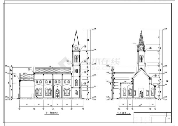 [欧式]教堂全套建筑cad设计及规划施工图纸-图一