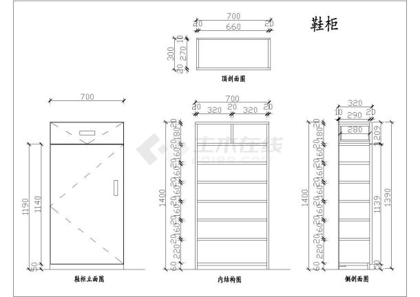 典型新式风格鞋柜设计cad施工图图库（含30款设计）-图一