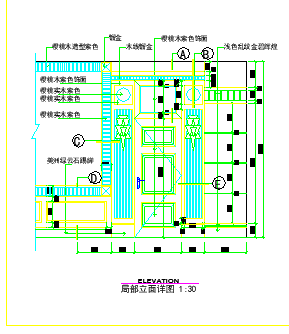 某酒店大堂空间室内cad装修平立面施工图-图一