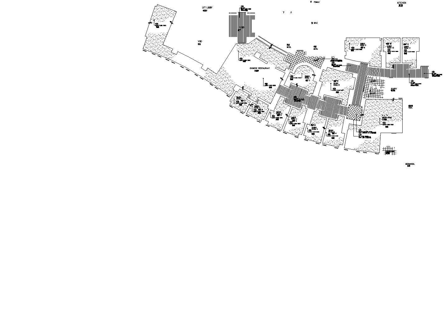 万达商场中式餐厅全套装修施工设计cad图纸(含地面布置图)