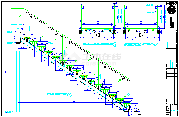 某酒店详细玻璃楼梯CAD施工设计图-图二