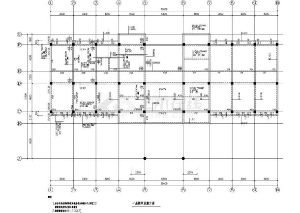 框架办公楼结构设计CAD施工图(含设计说明）-图一