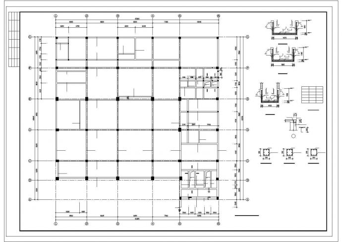详细的一套3层框架办公楼结构CAD设计图，10张_图1