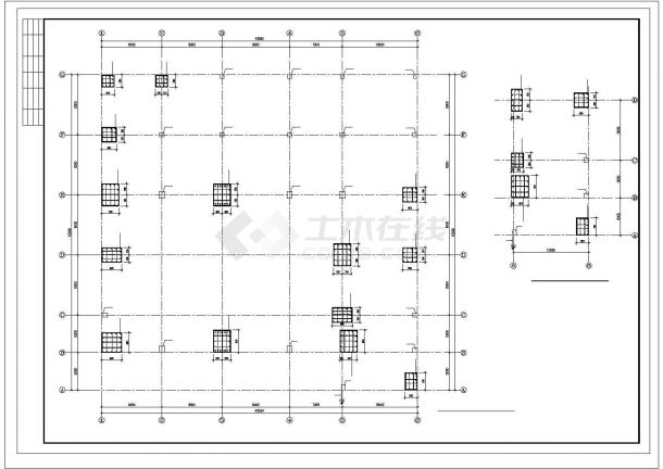 详细的一套3层框架办公楼结构CAD设计图，10张-图二