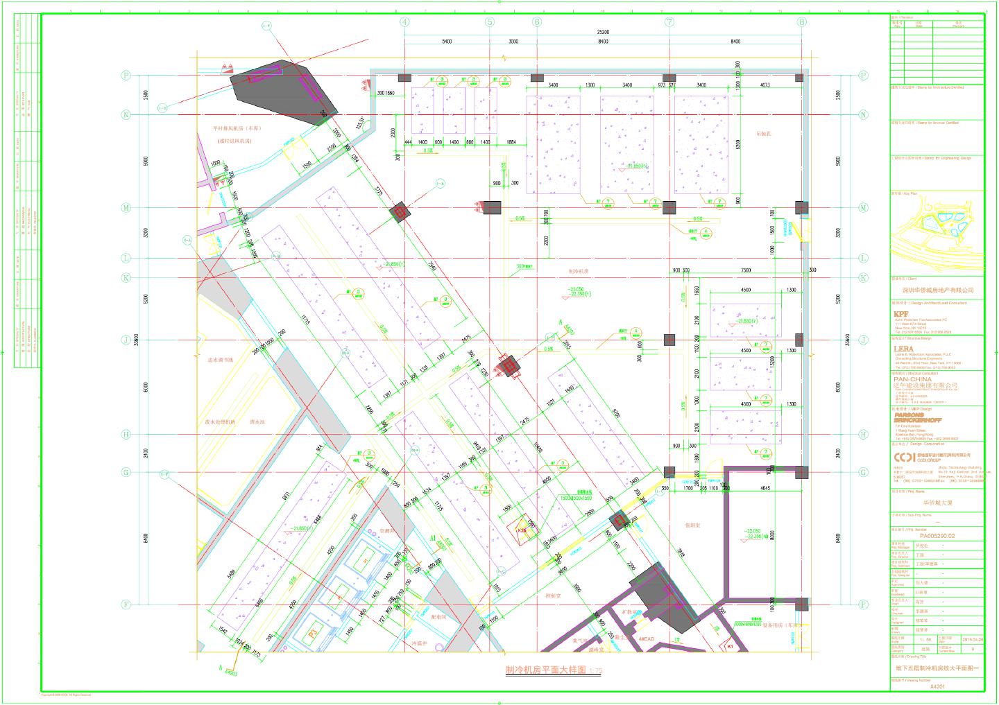 某大厦地下五层制冷机房放大平面图