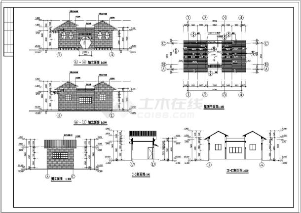 某地尖顶公共厕所建筑cad方案设计施工图纸-图二